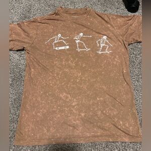 Grunge Two Tone Graphic Skeleton Skater Tee Size S